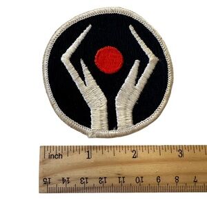 Vintage Sew On Patch Circle Black White Red Round Embroidery Patches Original